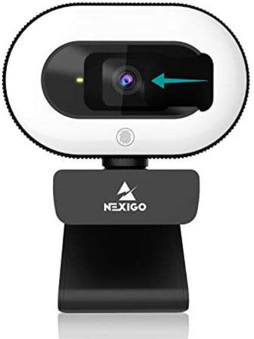 1080P HD Webcam with Ring Light & Auto-Focus for Zoom & Online Learning