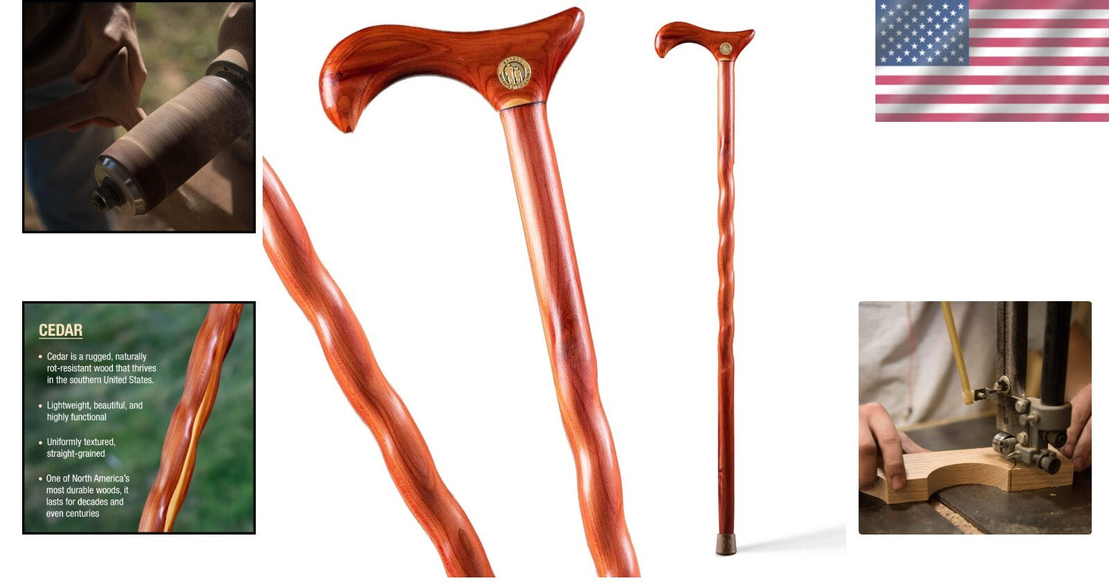 Derby Style Handcrafted Cedar Cane, 34-Inch - Lightweight & Stylish Mobility Aid