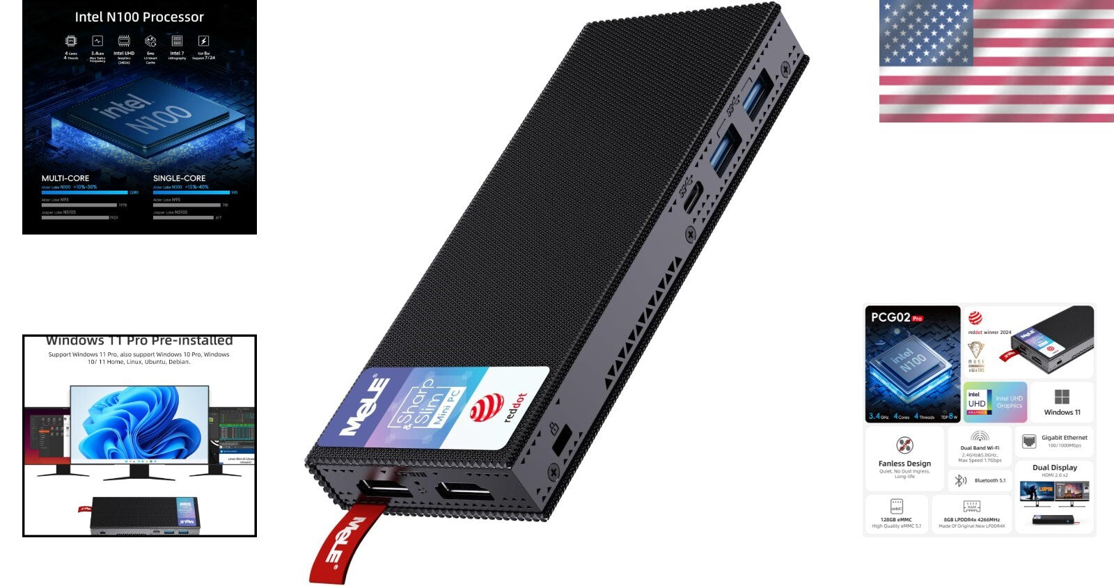 Effortlessly Portable 8GB Windows 11 Pro Mini PC with Expandable Storage Options