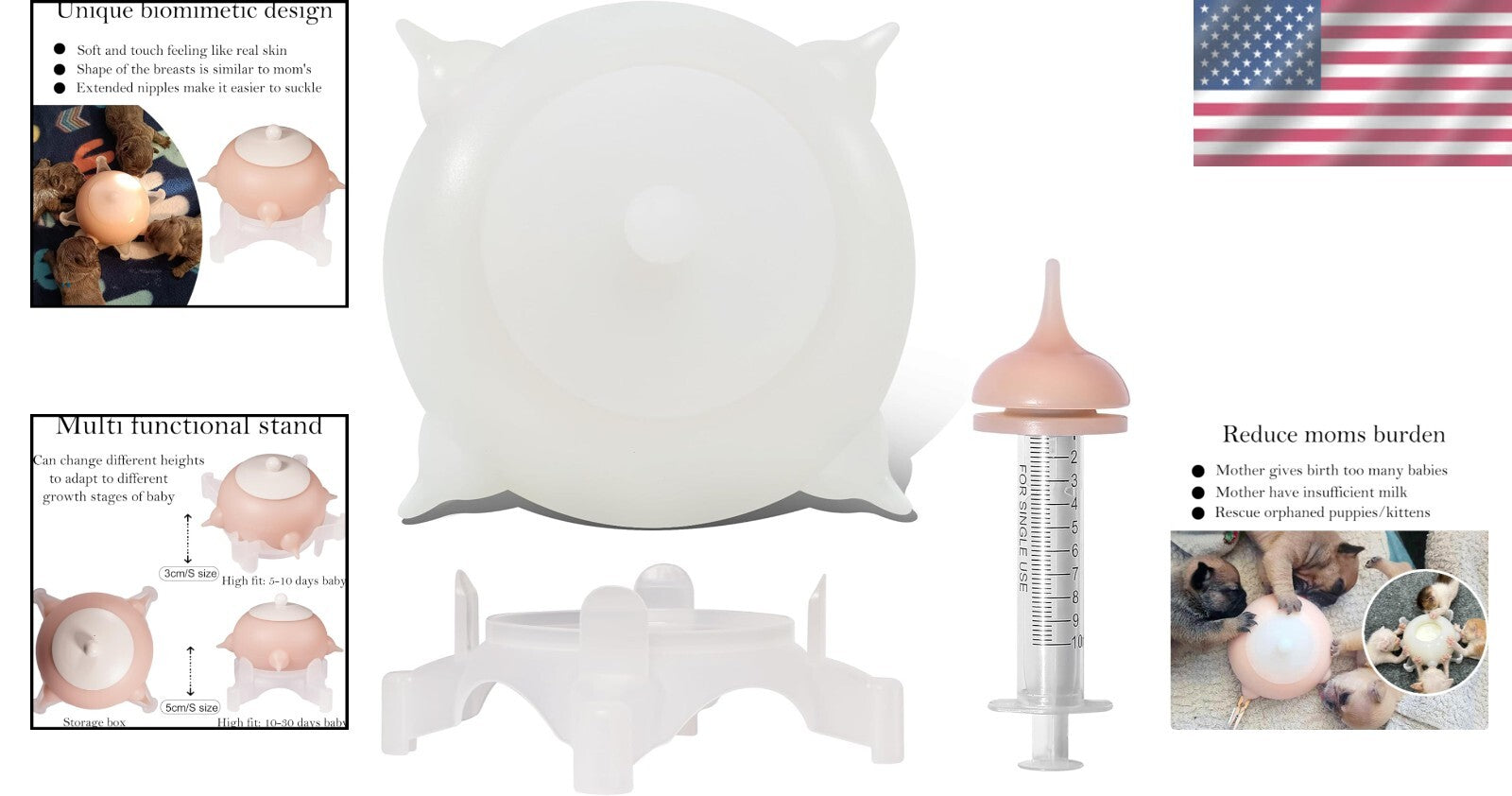 Durable Silicone Puppy Nursing Station with Adjustable Height - Indoor Use