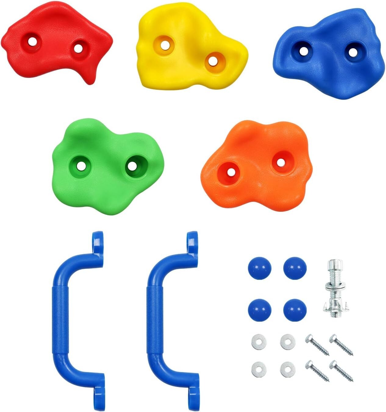 Durable 20pc Kids Rock Climbing Holds with Handles & Knotted Rope - Safe Fun