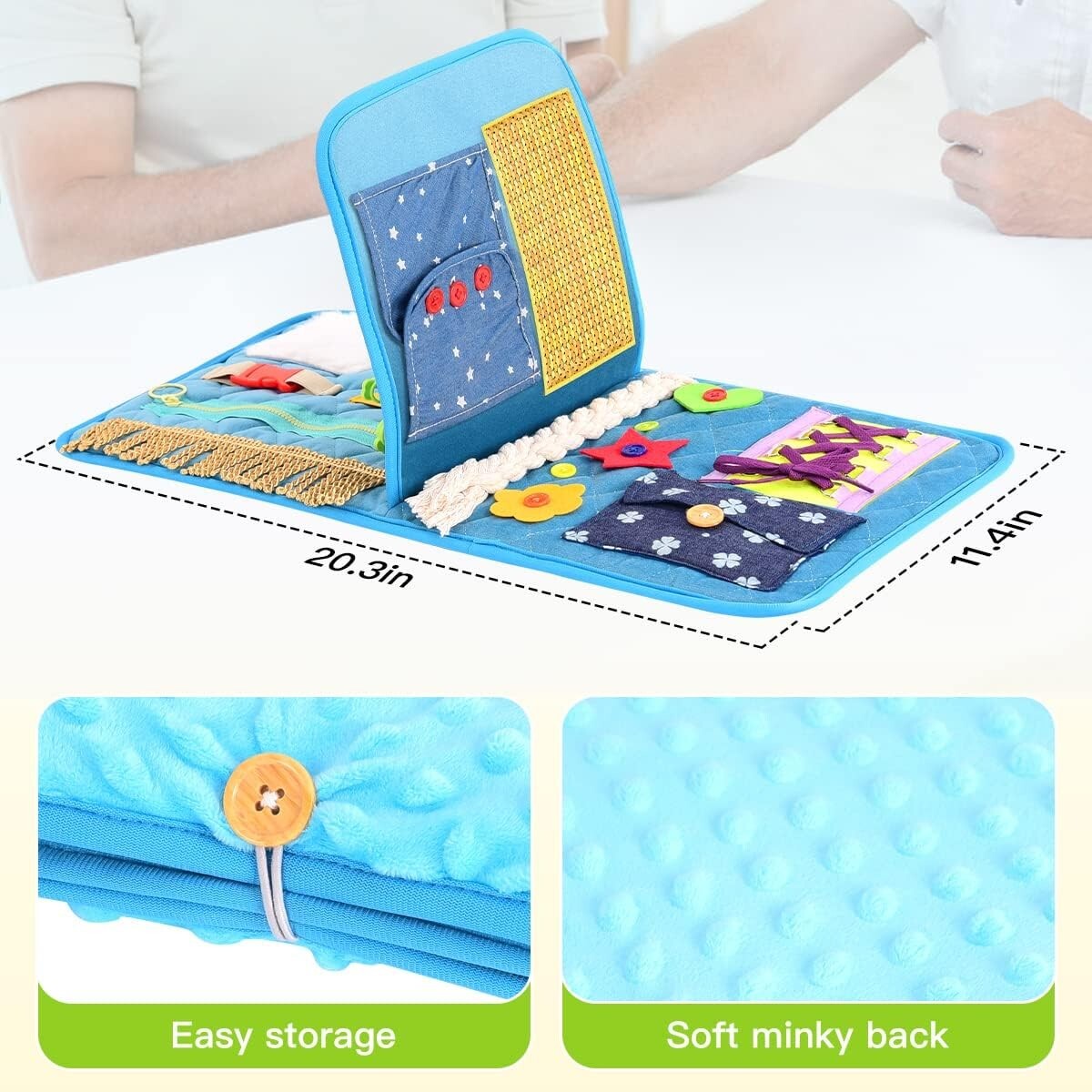 Interactive Fidget Blanket for Alzheimer’s Care - Soft Velvet & Unique Textures