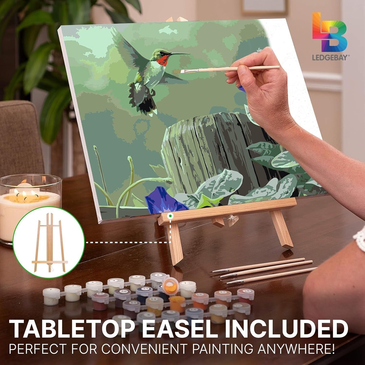 DIY Paint by Numbers Hummingbird Kit - Complete Set with Acrylic Paint & Easel