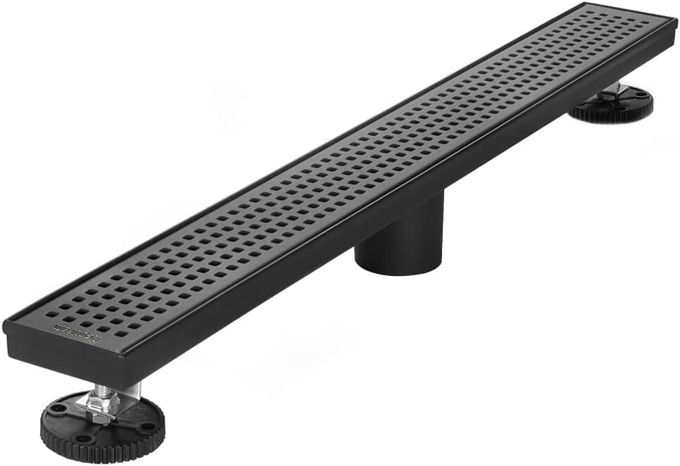 Elegant 28-Inch Linear Shower Drain - Matte Black 304 Stainless Steel Finish