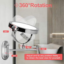 Load image into Gallery viewer, Double-Sided 8-Inch Wall-Mounted Mirror with 10X Magnification - Polished Silver