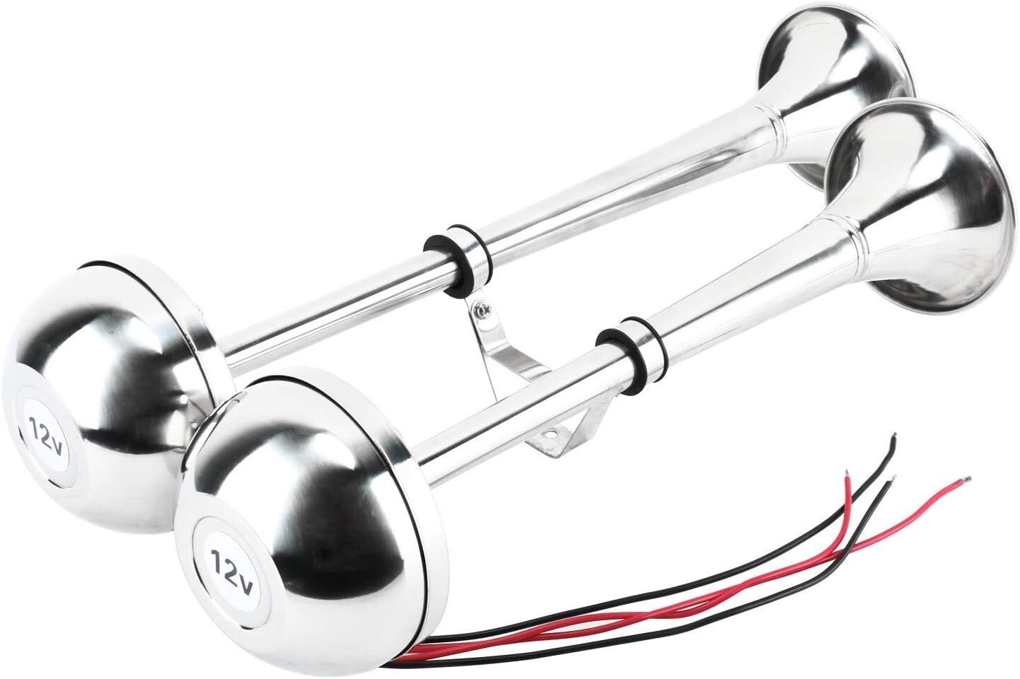 Durable Stainless Steel 12V Dual Trumpet Horn - 125dB for Marine & Auto Use