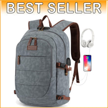 Load image into Gallery viewer, Stylish Anti-Theft Canvas Laptop Backpack with USB Charging for Adults