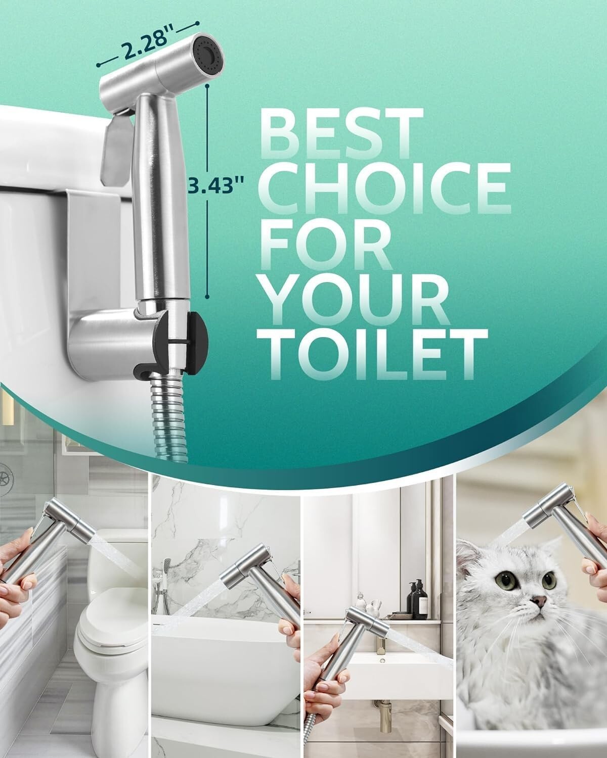 Elegant Bidet Sprayer Set with Dual Mounting - 3 Brushed Nickel Units Included