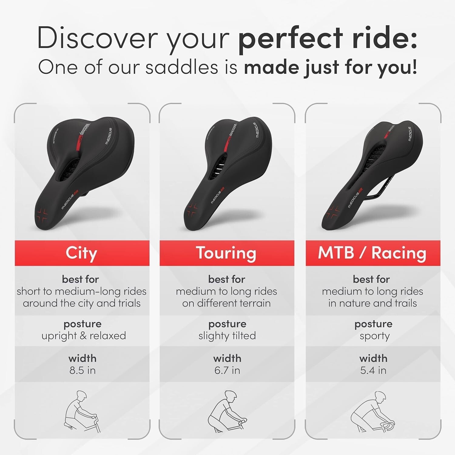 Comfortable Bike Saddle - Ergonomic Design for Long Rides, Lightweight & Durable
