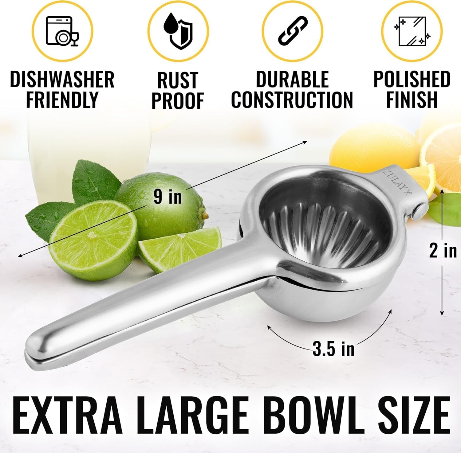 Effortless Heavy Duty Lemon Juicer with Built-In Strainer & Easy Clean Design