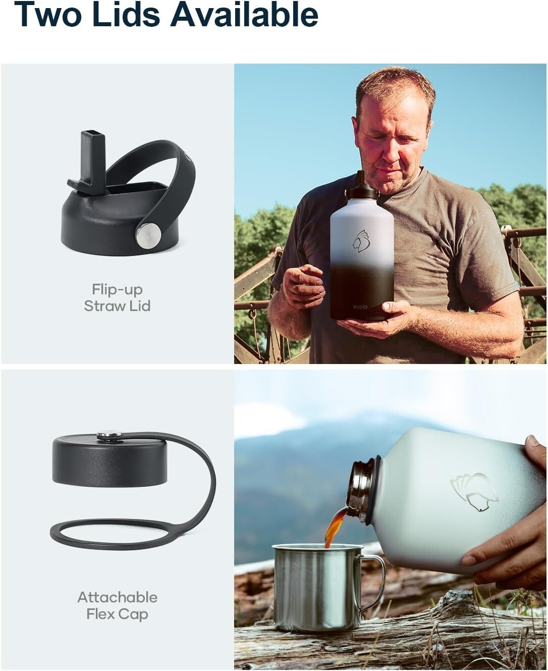 Travel-Friendly 1 Gallon Water Flask with Straw Lid - 48 Hour Cold Retention