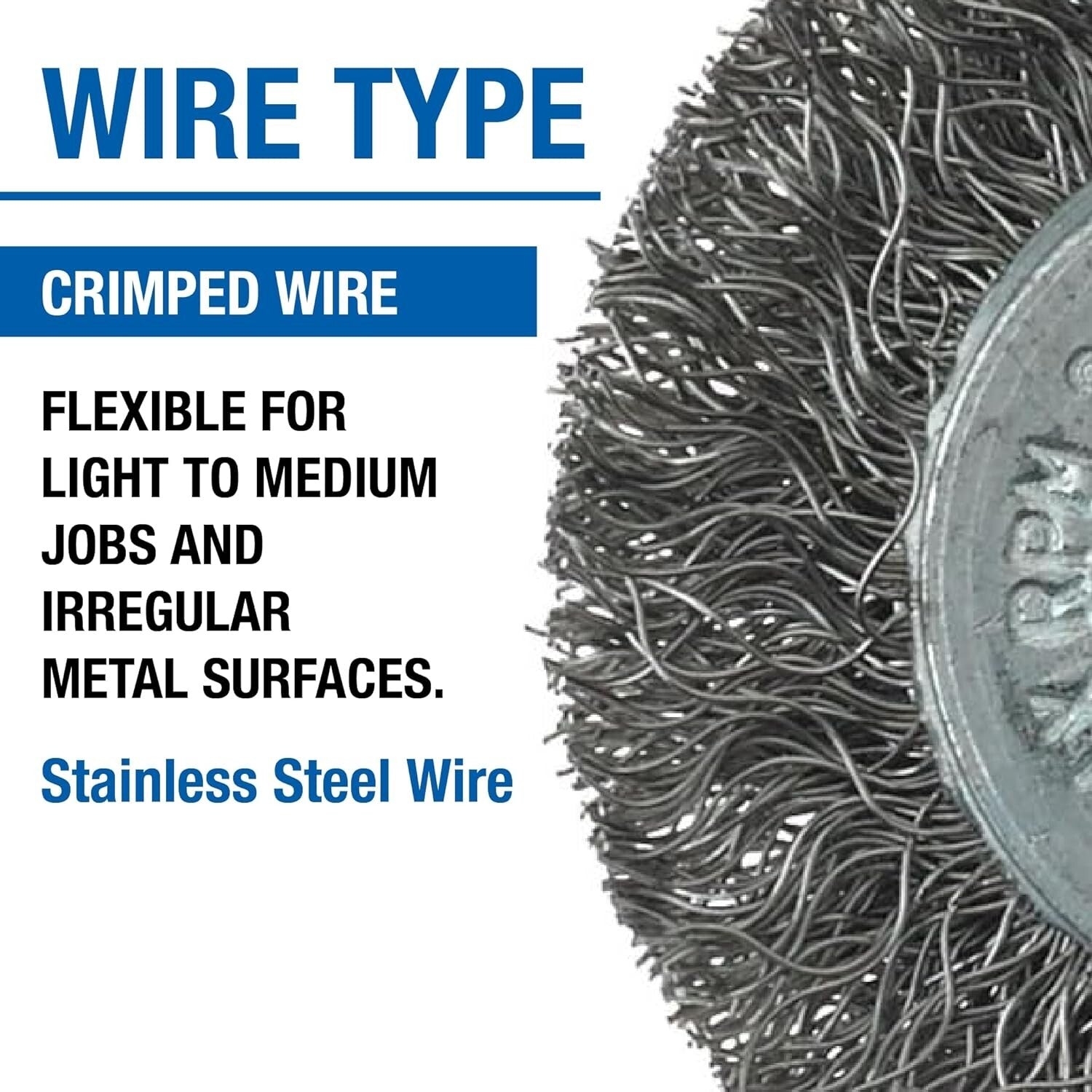 20-Pack Crimped Wire Wheels, 1-1/2" Diameter, 1/4" Shank for Heavy-Duty Grinding