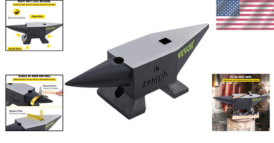 22 lbs Cast Steel Anvil for Blacksmithing - Large Countertop & Stable Base