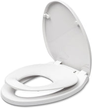 Load image into Gallery viewer, Durable Elongated Toilet Seat with Magnetic Child Seat - White PP Construction