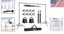 Load image into Gallery viewer, Sturdy 10x7ft Photography Backdrop Support Kit - Ideal for Weddings &amp; Parties