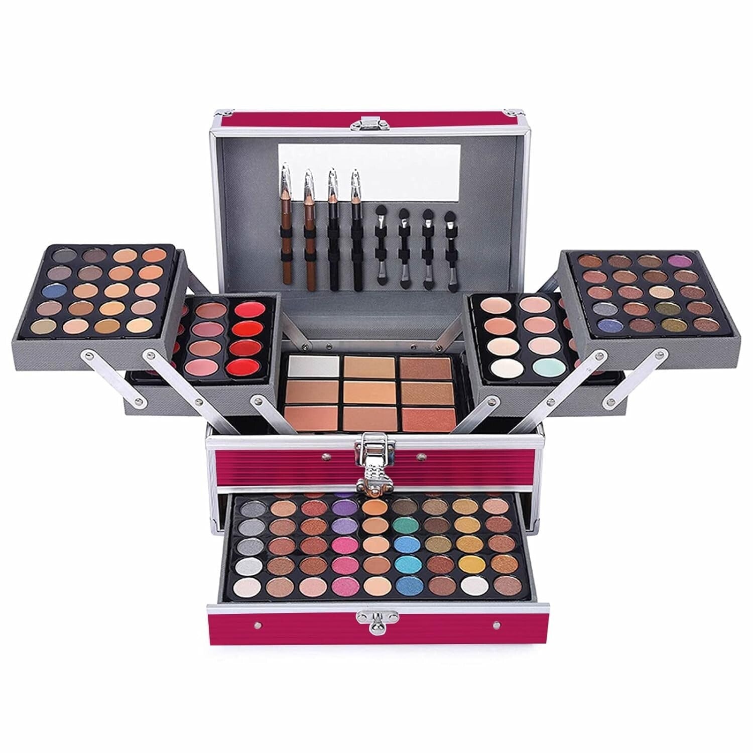 Versatile 132 Color Makeup Collection in Multi-Layer Case - Ideal for Teens