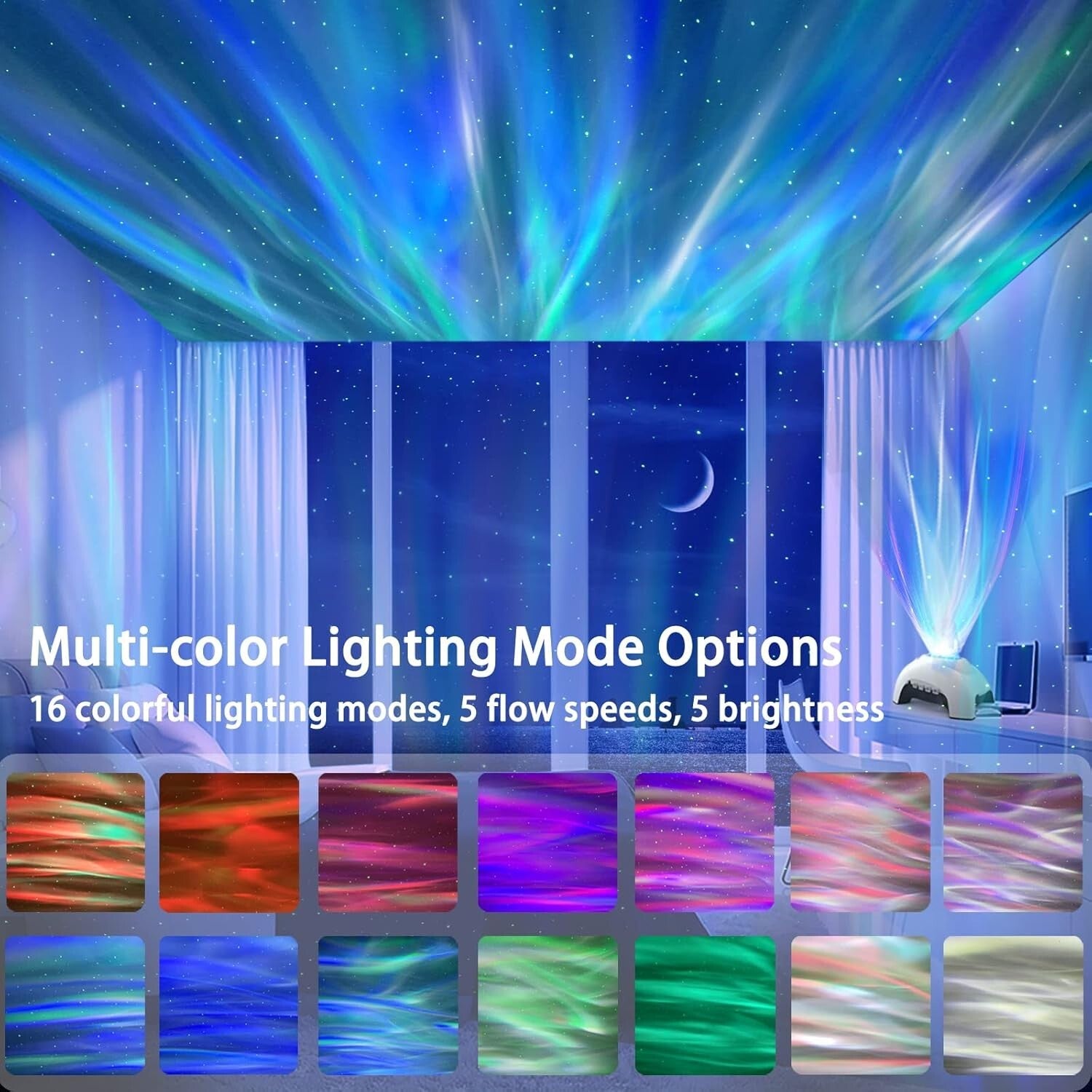 Elegant Galaxy Projector with Sound Activation - Night Light for Kids & Adults