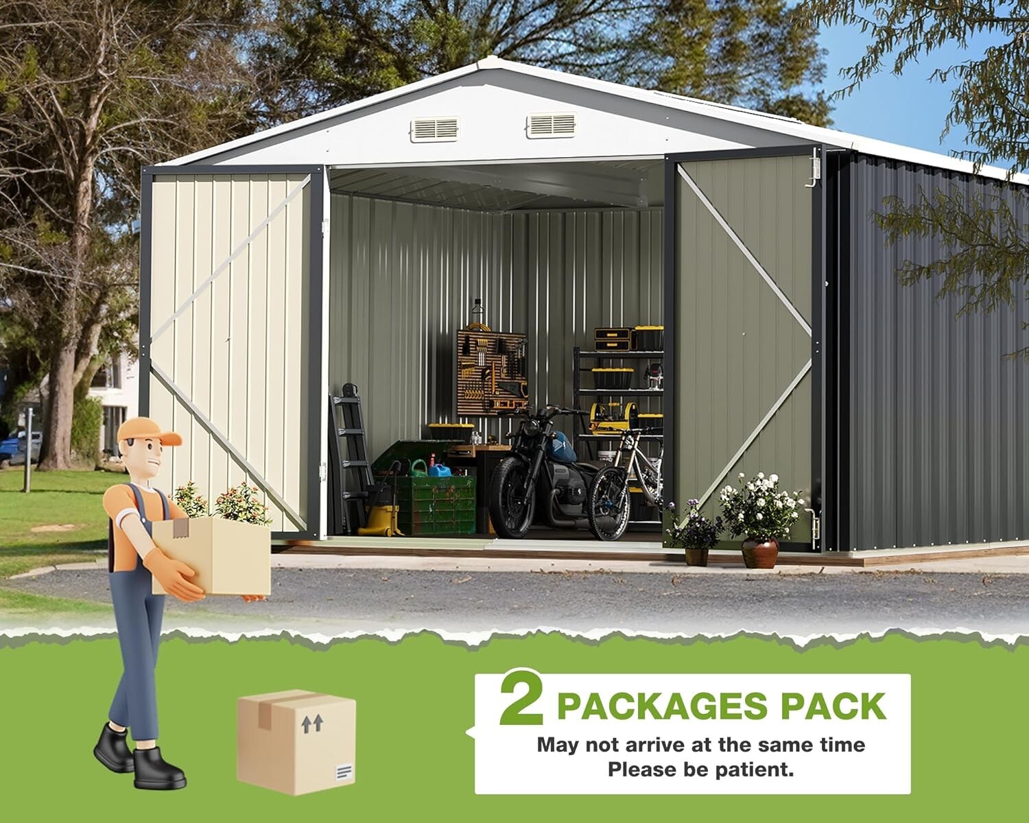 Galvanized Steel Utility Storage Shed 10' x 10' - Versatile Backyard Solution