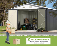 Load image into Gallery viewer, Galvanized Steel Utility Storage Shed 10' x 10' - Versatile Backyard Solution