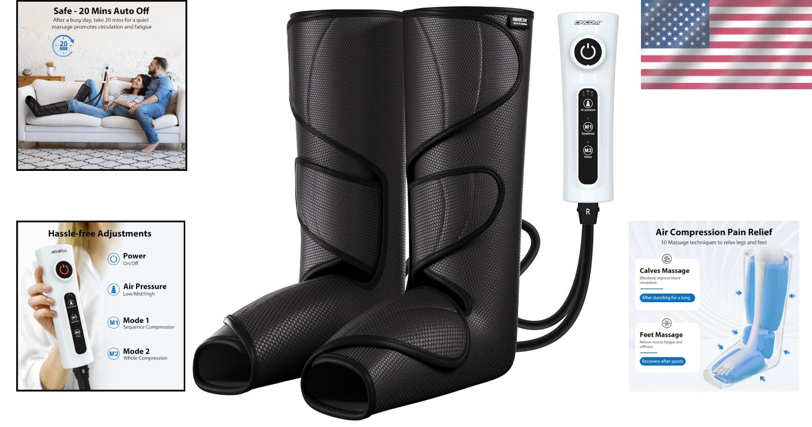 Portable Leg & Foot Massager for Improved Circulation, Swelling Relief & Gifting