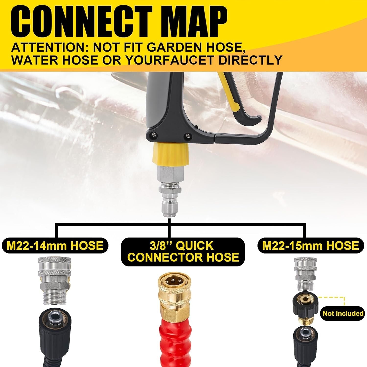 Versatile Adjustable Foam Cannon for Cars and Surfaces - Easy to Use at 5000 PSI