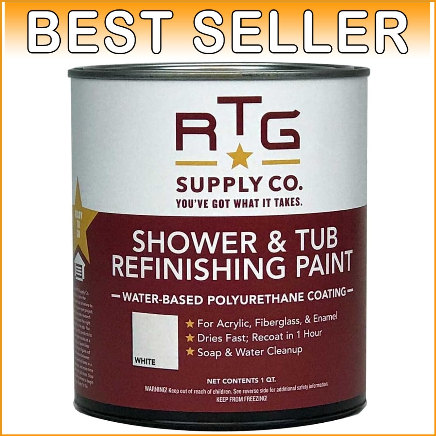 Durable White Satin Shower & Tub Refinishing Paint - Easy Application & Cleanup