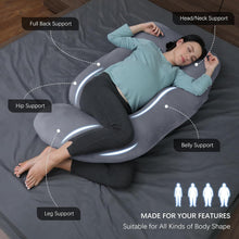 Load image into Gallery viewer, Premium U-Shaped Full Body Maternity Pillow with Removable Cover - Dark Grey