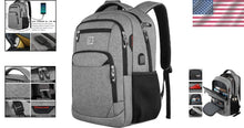 Load image into Gallery viewer, 17-Inch Anti-Theft Laptop Backpack with USB Charging &amp; Water Resistance in Grey