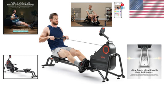 Ergonomic Magnetic Rowing Machine - Smooth Exercise with Compact Storage & App