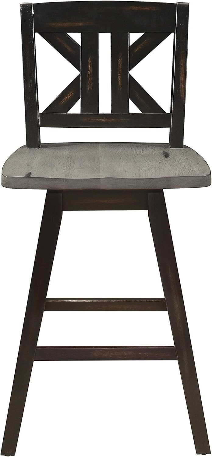 Elegant Black X-Back Swivel Bar Stools - Counter Height Set of 2 for Kitchen
