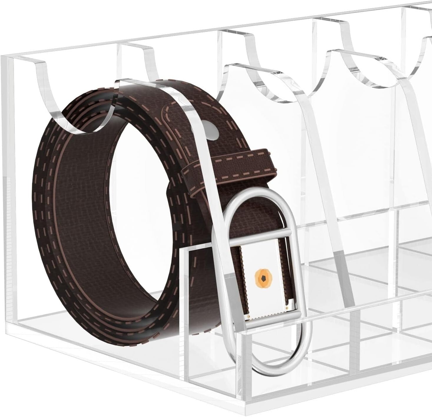 Clear Acrylic Belt Storage Holder with Display Stand - Organize with Elegance