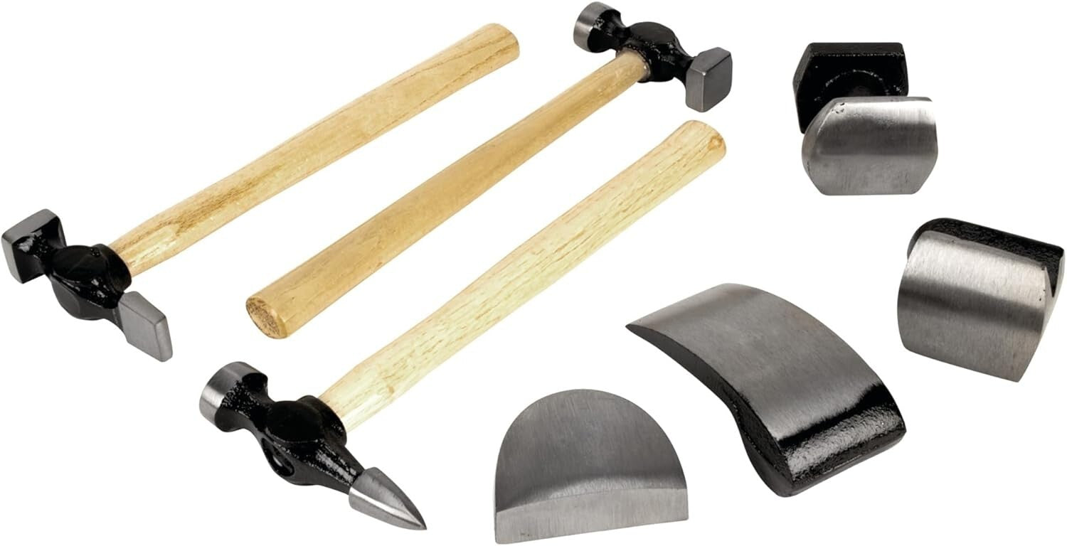 7-Piece Hammer and Dolly Set for Efficient Auto Body Work on All Surfaces