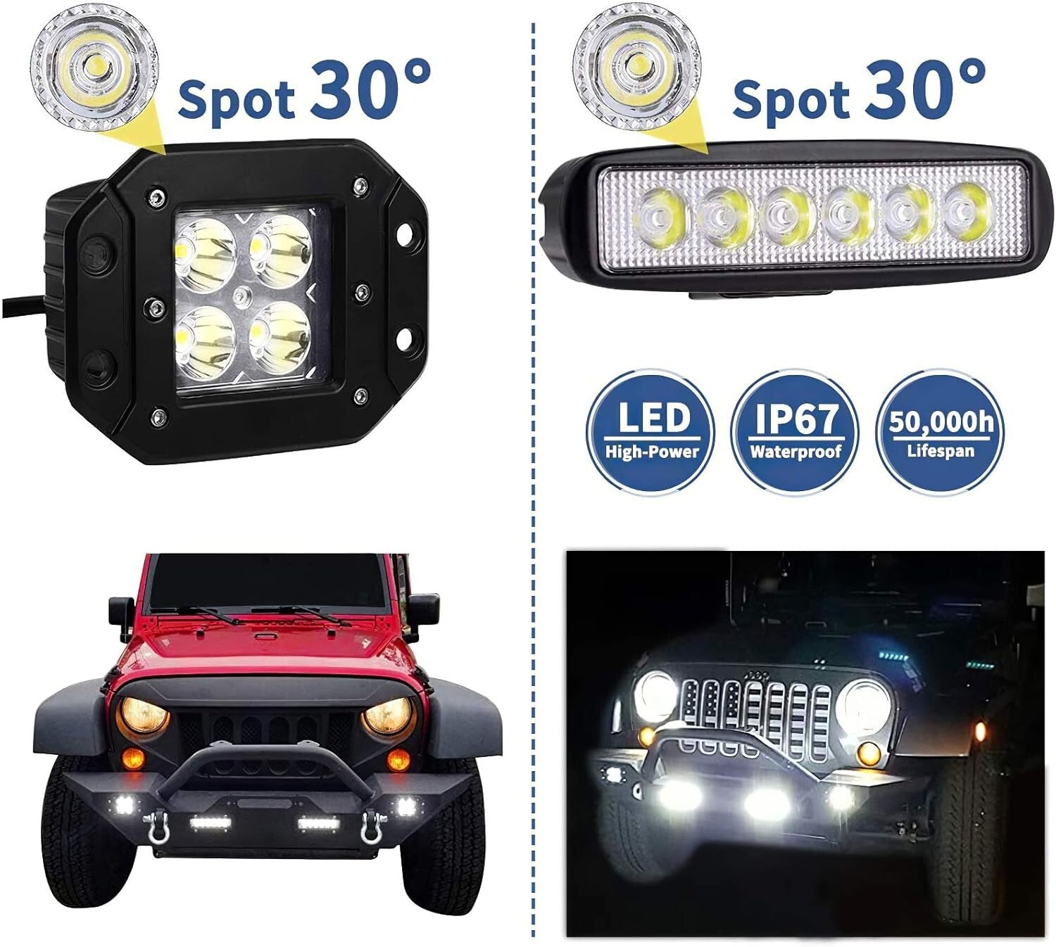 Stylish Jeep Wrangler JK Compatible Bumper with Built-In LED Lights & D-Rings