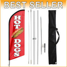 Load image into Gallery viewer, Portable Hot Dog Feather Flag Kit - Outdoor/Indoor Advertising with Ground Stake