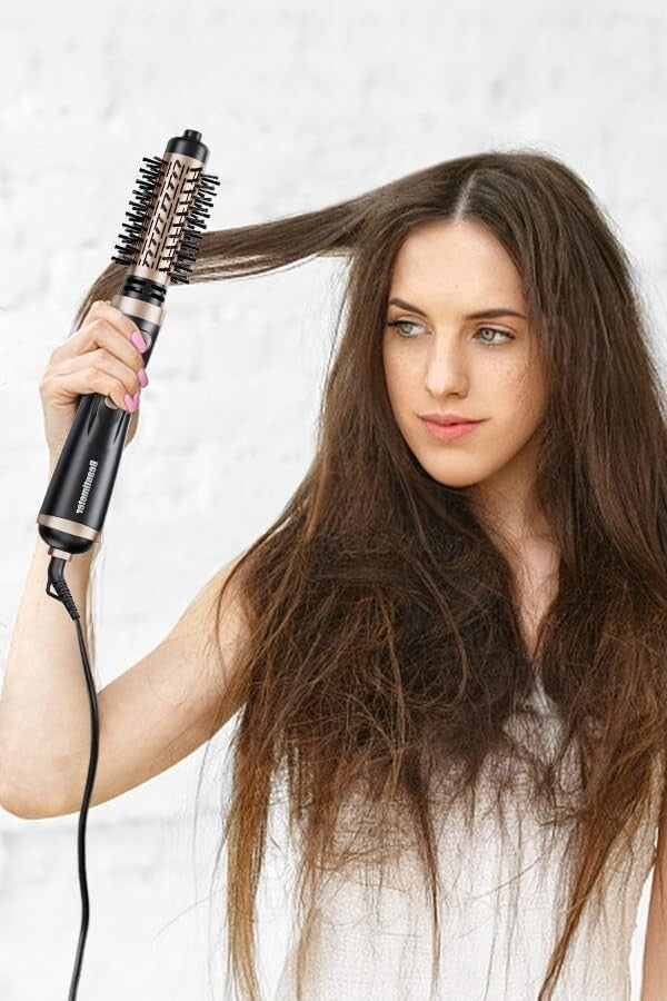 3-in-1 Hot Air Styler: Rotating Blow Dryer Brush with 2 Interchangeable Brushes