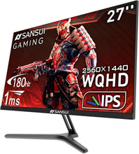 Load image into Gallery viewer, 27 Inch QHD 2560x1440 180Hz Monitor: Fast-Response, Eye Care, Adjustable Stand