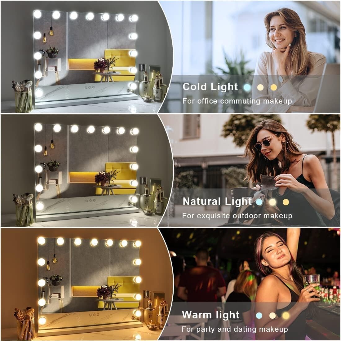 Elegant Dimmable Vanity Mirror with Touch Controls & 10X Magnifying Feature