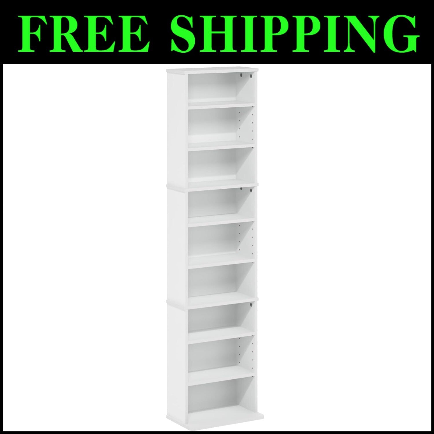 Durable Freestanding 9-Shelf Media Rack with Wall Mount Kit - Easy Assembly