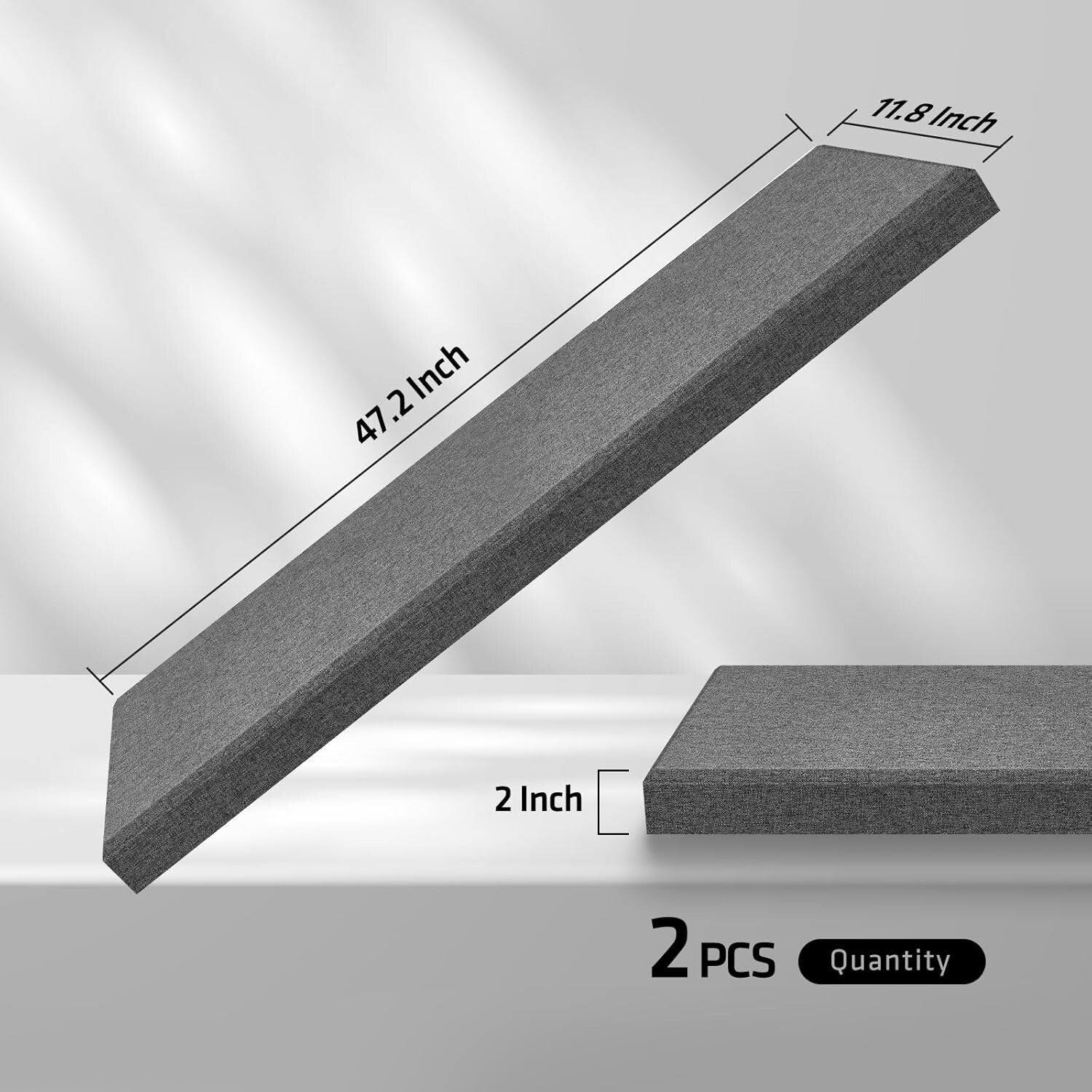 2 PCS Fiberglass Acoustic Panels - 48x12 Sound Absorbing for Studios and Offices