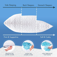 Load image into Gallery viewer, Adjustable King Size Pillows for All Sleep Positions - Soft Gel Foam (Set of 2)