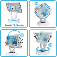 Load image into Gallery viewer, Adjustable Height Tablet Stand with Central Pivot - for Retail Kiosks &amp; Offices