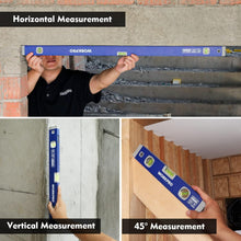 Load image into Gallery viewer, Precision 3-Piece Spirit Level Set with Magnetic Torpedo Level &amp; Carry Bag