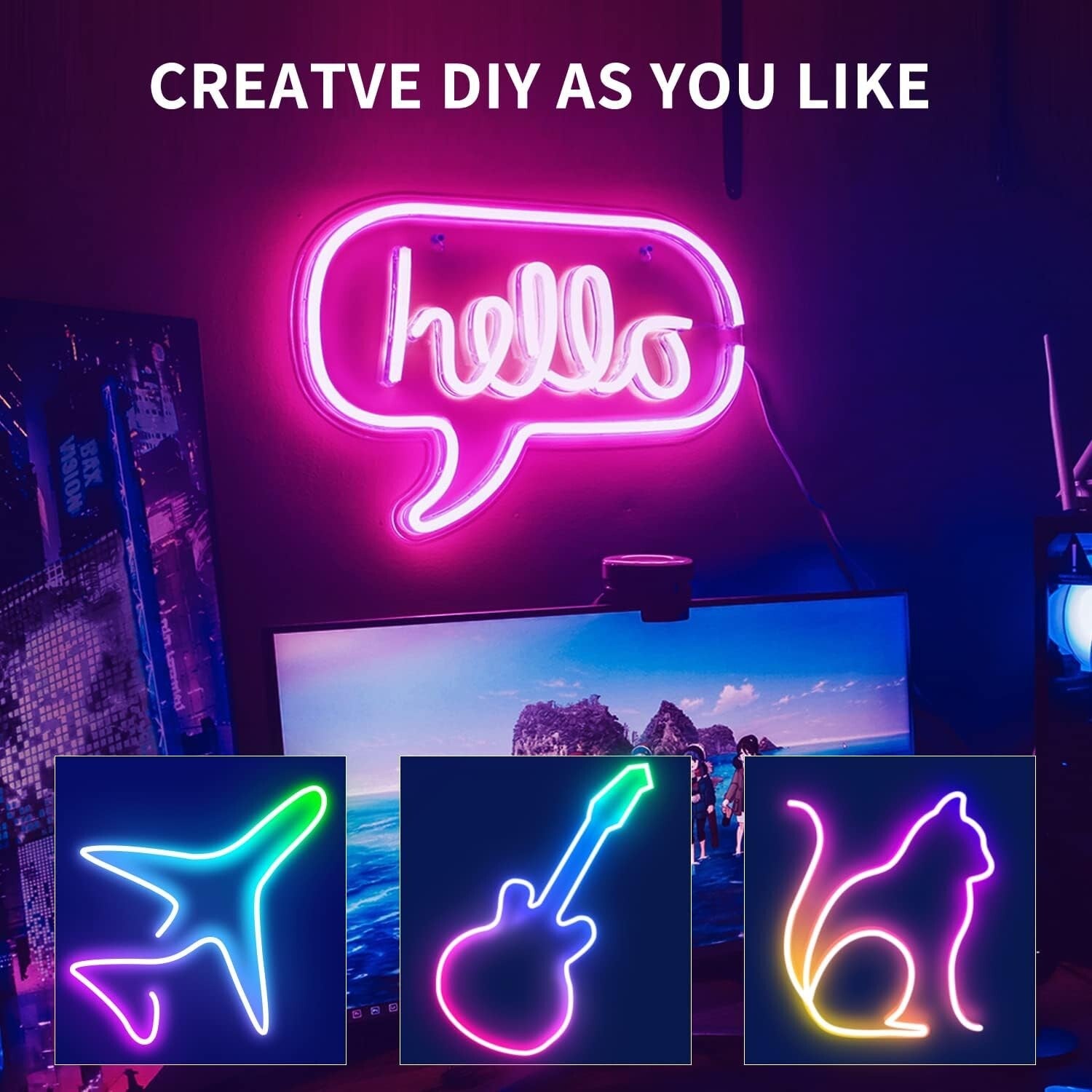 50ft RGB Waterproof LED Neon Strip Lights with Remote & App Control - 24V