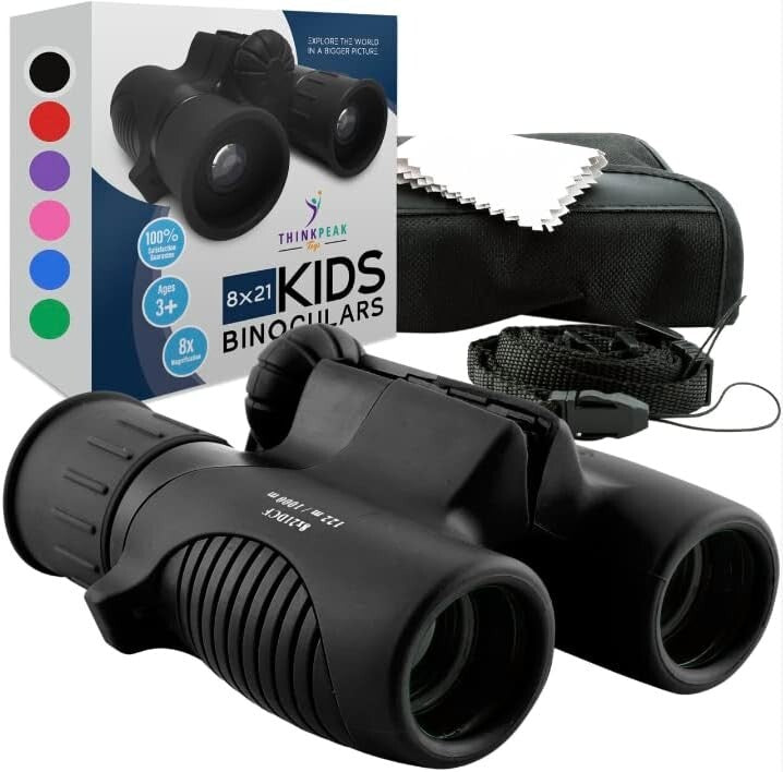 Think Peak Kids Binoculars - 8x Magnification Compact Adventure Toy for Ages 4-8