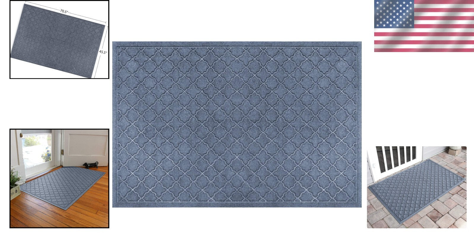 Durable 4' x 6' Indoor/Outdoor Mat - Water-Trapping, Non-Slip Bluestone Design