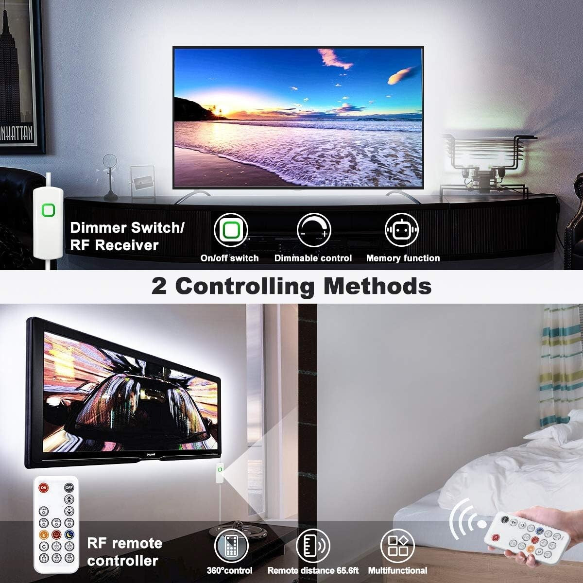 Elegant Dimmable LED Strip Lights 65.6ft with Remote - Perfect for Interiors