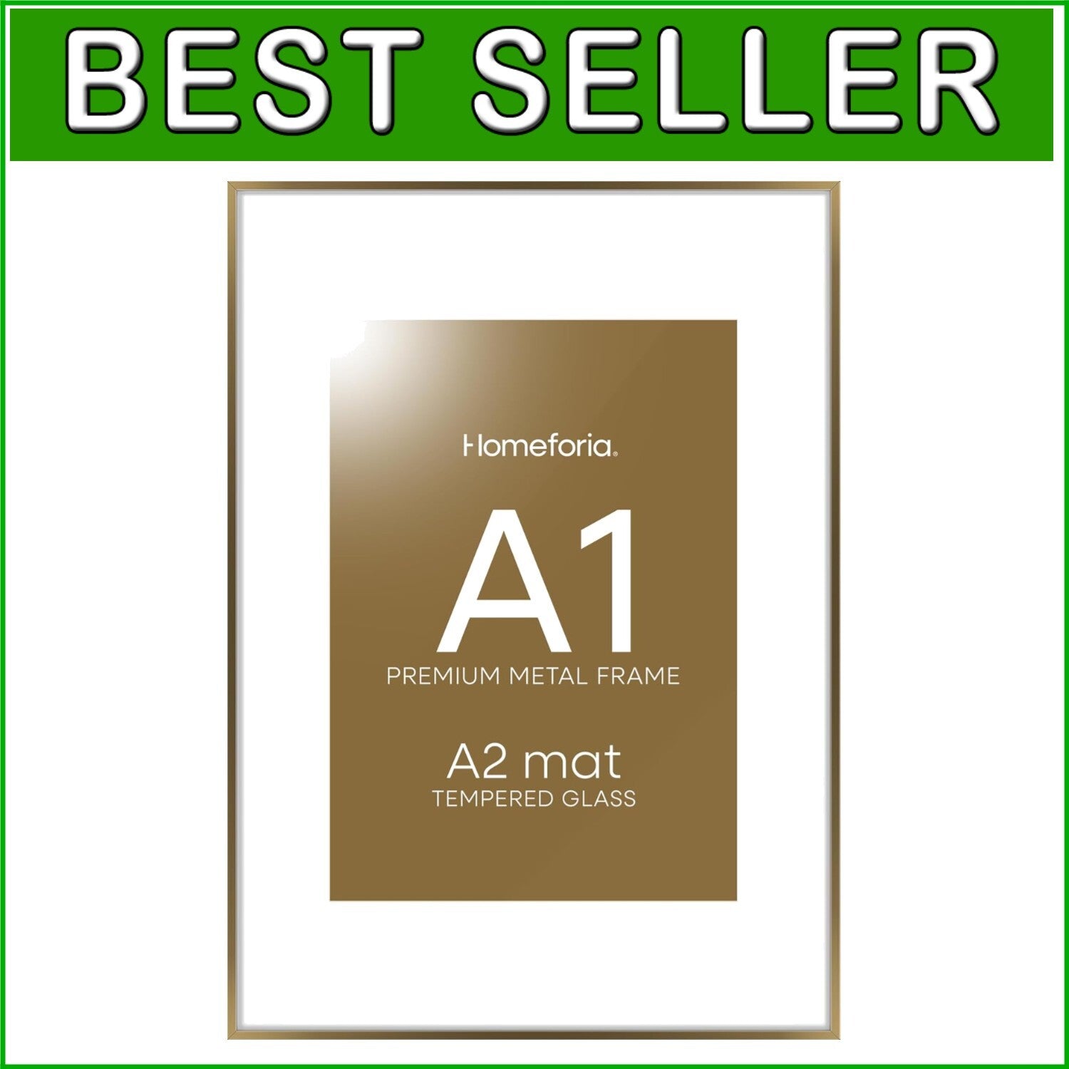 Elegant A1 Bronze Poster Frame with Tempered Glass for Classic Artwork Display