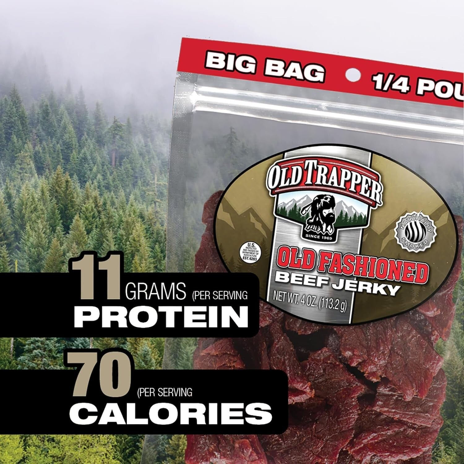 Authentic Old-Fashioned Beef Jerky 1/4 lb - Healthy Snack Alternative, Pack of 8