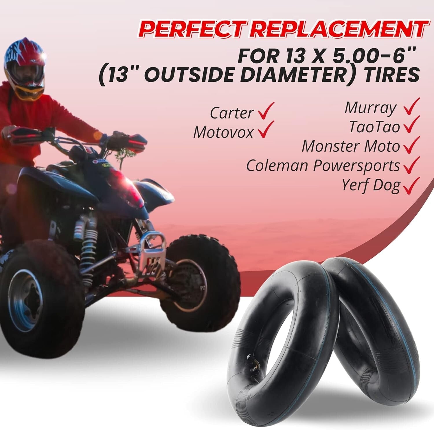 Compatible 13x5.00-6 Replacement Tire Set for Razor, Motovox & Outdoor Tools