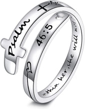 Load image into Gallery viewer, Adjustable Faith Cross Ring in Sterling Silver - Inspirational Jewelry Gift